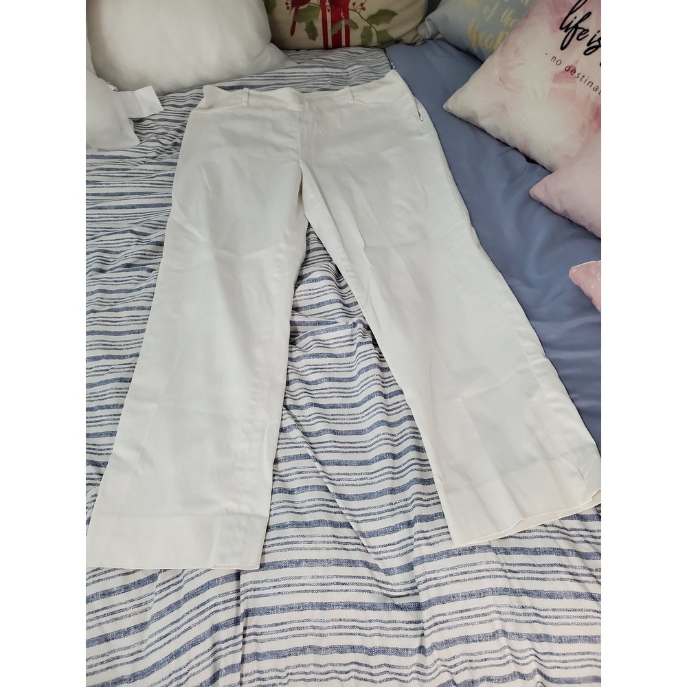 Lauren Ralph Lauren White Stretch Cotton Side Zip Straight Leg Pants Womens 10